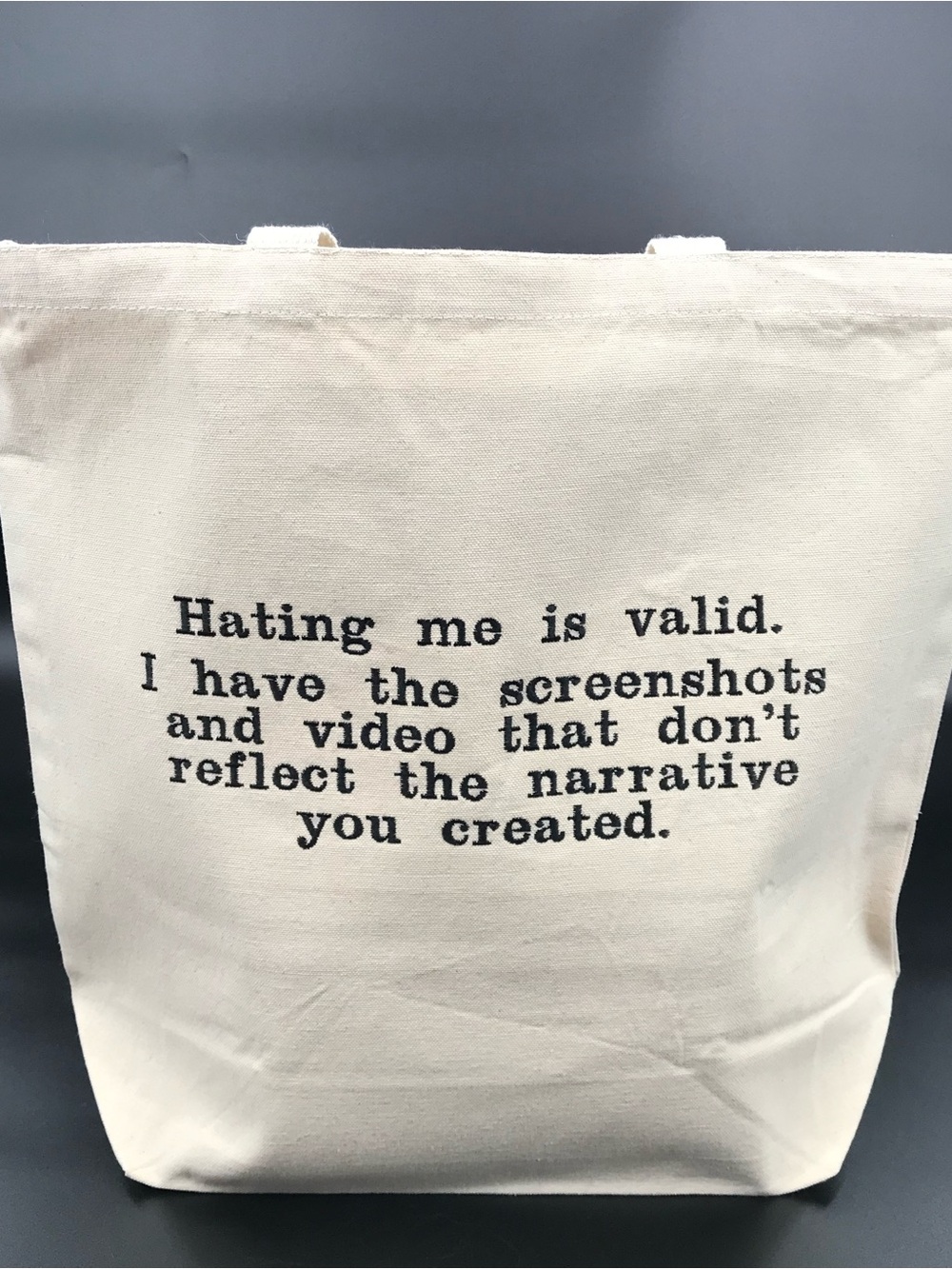 Natural Large Cotton Canvas Tote Bag with Embroidered Quote Design & Pockets